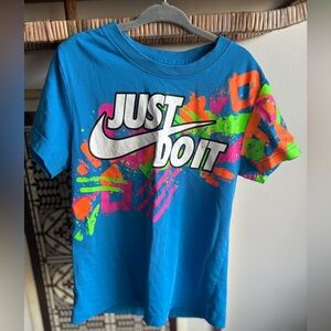 Nike Kids Blue Tee with Neon Graffiti Graphic 90’s vibes